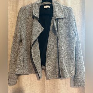 LOFT women’s knit moto jacket Size L gray 504307